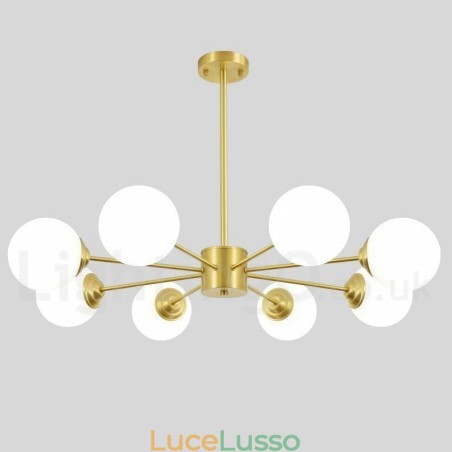 Lampadario a forma di fagiolo in ottone puro da 8 luci, lampada a sospensione moderna in metallo con molecole in Europa settentrionale Lampadario a forma di fagiolo in ottone puro da 8 luci, lampada a sospensione moderna in metallo con molecole in Europa settentrionale