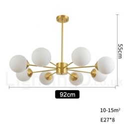 Lampadario a forma di fagiolo in ottone puro da 8 luci, lampada a sospensione moderna in metallo con molecole in Europa settentrionale