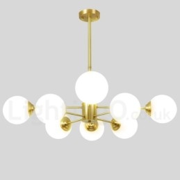 Lampadario a forma di fagiolo in ottone puro a 8 luci (4+4 luci) a due livelli, in stile nordico, con molecole in metallo moderne