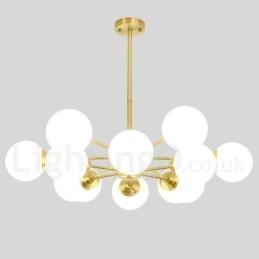 Lampadario a forma di fagiolo in ottone puro a due livelli da 12 luci (6+6 luci), lampada a sospensione moderna in metallo con molecole, modello Nord Europa