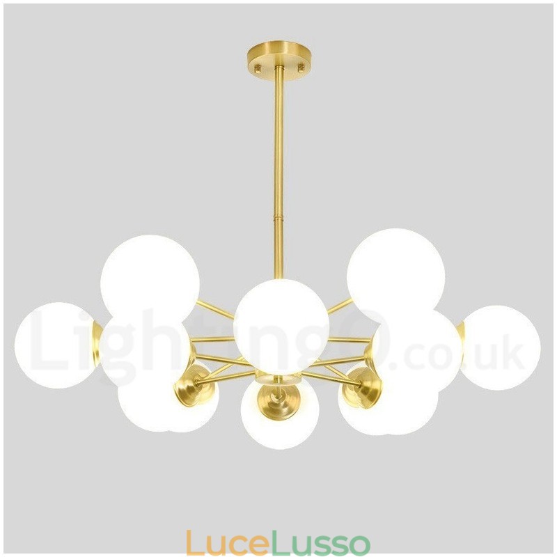 Lampadario a forma di fagiolo in ottone puro a due livelli da 12 luci (6+6 luci), lampada a sospensione moderna in metallo con molecole, modello Nord Europa
