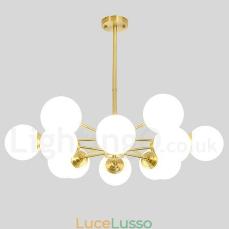 Lampadario a forma di fagiolo in ottone puro a due livelli da 12 luci (6+6 luci), lampada a sospensione moderna in metallo con molecole, modello Nord Europa Lampadario a forma di fagiolo in ottone puro a due livelli da 12 luci (6+6 luci), lampada a sospensione moderna in metallo con molecole, modello Nord Europa
