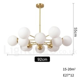 Lampadario a forma di fagiolo in ottone puro a due livelli da 12 luci (6+6 luci), lampada a sospensione moderna in metallo con molecole, modello Nord Europa
