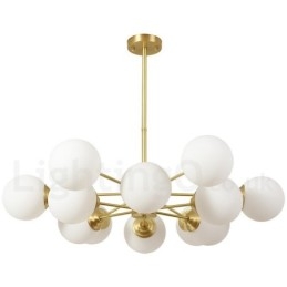 Lampadario a forma di fagiolo in ottone puro a due livelli da 12 luci (6+6 luci), lampada a sospensione moderna in metallo con molecole, modello Nord Europa
