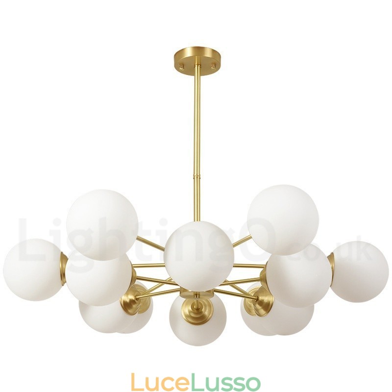 Lampadario a forma di fagiolo in ottone puro a due livelli da 12 luci (6+6 luci), lampada a sospensione moderna in metallo con molecole, modello Nord Europa