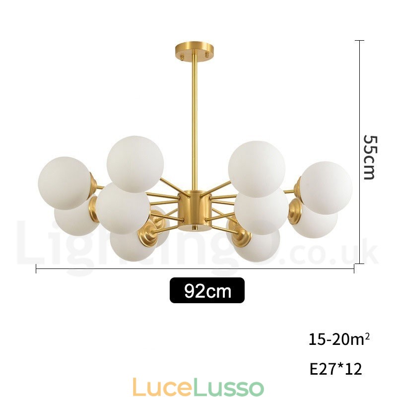 Lampadario a forma di fagiolo in ottone puro a due livelli da 12 luci (8+4 luci), lampada a sospensione moderna in metallo con molecole, modello Nord Europa