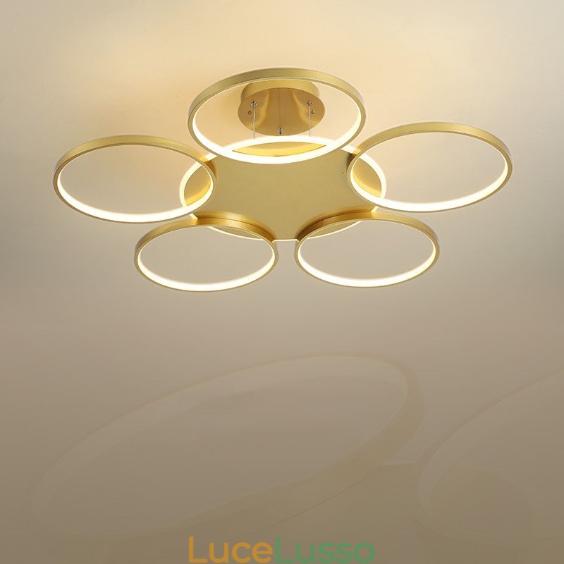 Lampadario da soffitto in stile nordico moderno contemporaneo dorato con telecomando, utilizzabile anche come applique