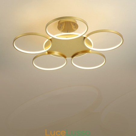 Lampadario da soffitto in stile nordico moderno contemporaneo dorato con telecomando, utilizzabile anche come applique Lampadario da soffitto in stile nordico moderno contemporaneo dorato con telecomando, utilizzabile anche come applique