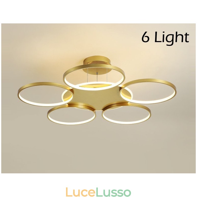 Lampadario da soffitto in stile nordico moderno contemporaneo dorato con telecomando, utilizzabile anche come applique