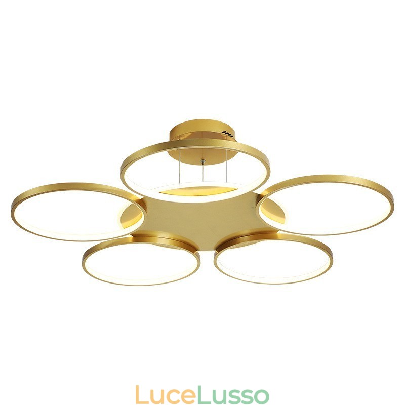Lampadario da soffitto in stile nordico moderno contemporaneo dorato con telecomando, utilizzabile anche come applique