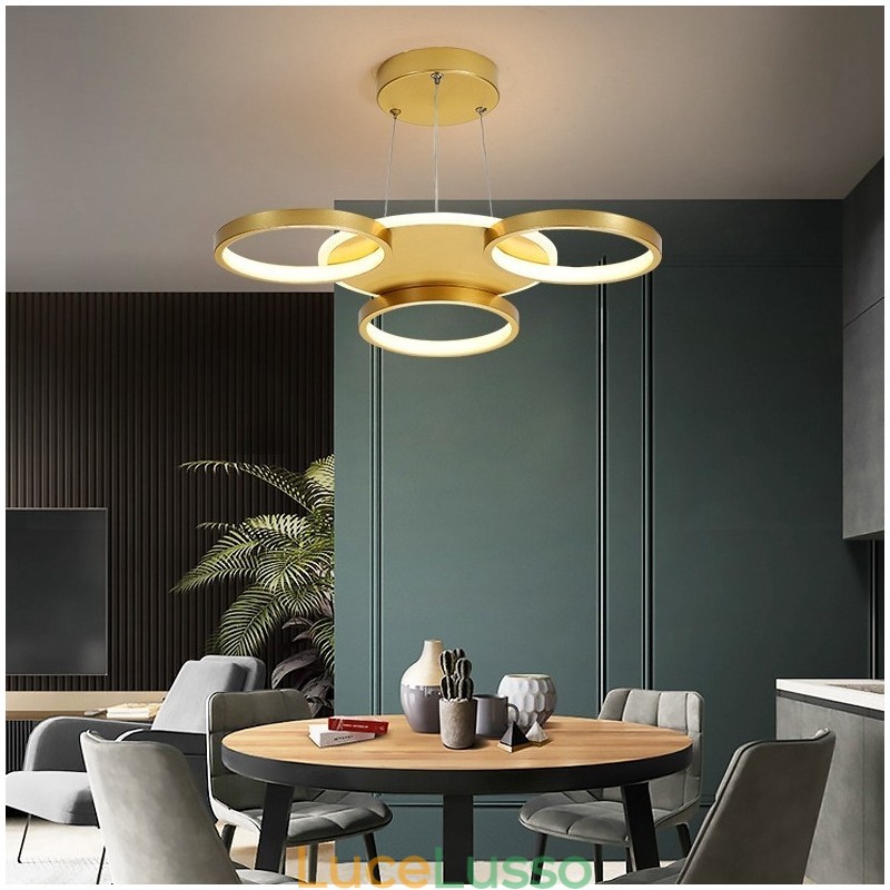 Lampadario da soffitto in stile nordico moderno contemporaneo dorato con telecomando, utilizzabile anche come applique