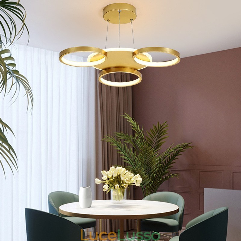 Lampadario da soffitto in stile nordico moderno contemporaneo dorato con telecomando, utilizzabile anche come applique