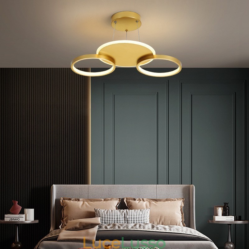 Lampadario da soffitto in stile nordico moderno contemporaneo dorato con telecomando, utilizzabile anche come applique