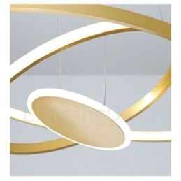 Lampada a sospensione moderna Three Circles Three Rings Gold con telecomando