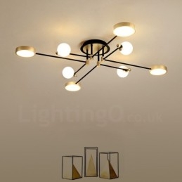 Lampadario moderno in metallo con soffitto nero oro