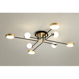 Lampadario moderno in metallo con soffitto nero oro