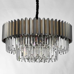 Lampadario di cristallo rotondo K9 postmoderno di lusso nero e oro, sala espositiva