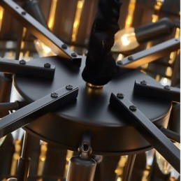 Lampadario a sospensione in cristallo K9 rotondo nero e oro postmoderno di lusso a due livelli