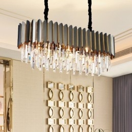 Lampadario di cristallo rotondo K9 postmoderno di lusso nero e oro