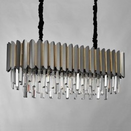 Lampadario di cristallo rotondo K9 postmoderno di lusso nero e oro