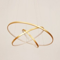 Lampada a sospensione dimmerabile con telecomando, design moderno in oro, tre anelli