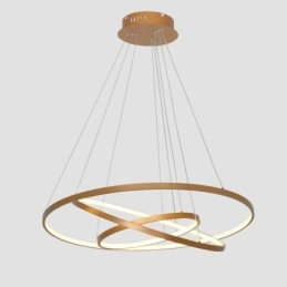 Lampada a sospensione dimmerabile con telecomando, design moderno in oro, tre anelli