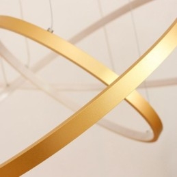 Lampada a sospensione dimmerabile con telecomando, design moderno in oro, tre anelli