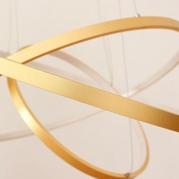 Lampada a sospensione dimmerabile con telecomando, design moderno in oro, tre anelli