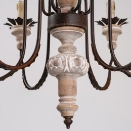 Lampadario vintage in legno a 6 luci
