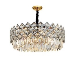 Lampadario di cristallo rotondo K9 in argento postmoderno di lusso