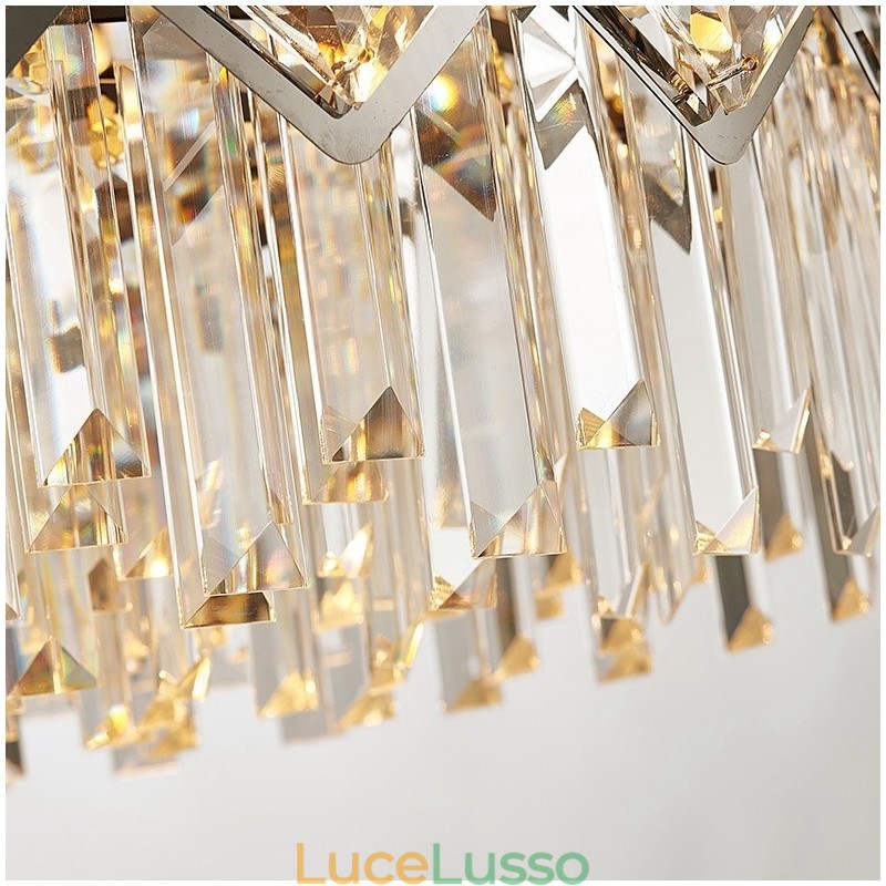 Lampadario di cristallo rotondo K9 in argento postmoderno di lusso