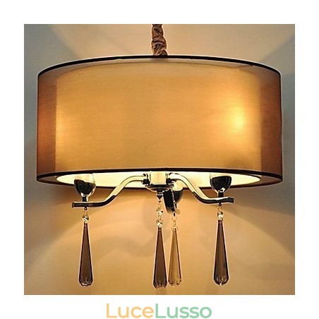 Lampadario semplice in ferro battuto e cristallo a 6 luci Lampadario semplice in ferro battuto e cristallo a 6 luci