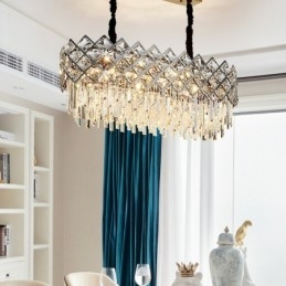 Lampadario di cristallo rotondo K9 in argento postmoderno di lusso