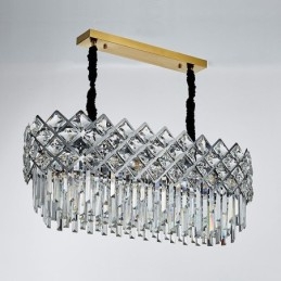 Lampadario di cristallo rotondo K9 in argento postmoderno di lusso