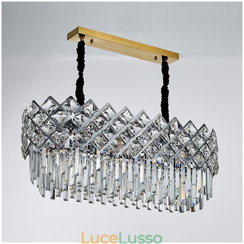 Lampadario di cristallo rotondo K9 in argento postmoderno di lusso