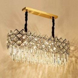 Lampadario di cristallo rotondo K9 in argento postmoderno di lusso