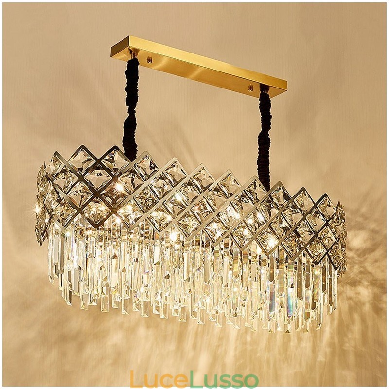 Lampadario di cristallo rotondo K9 in argento postmoderno di lusso