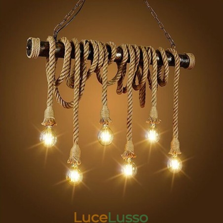 Lampadario in corda di canapa in stile nordico classico tradizionale vintage Lampadario in corda di canapa in stile nordico classico tradizionale vintage