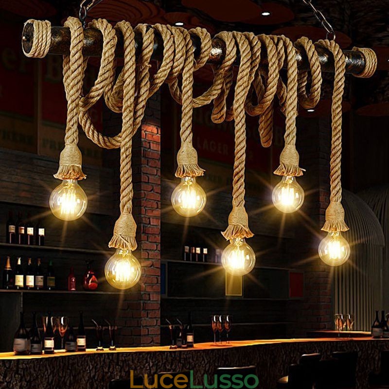 Lampadario in corda di canapa in stile nordico classico tradizionale vintage