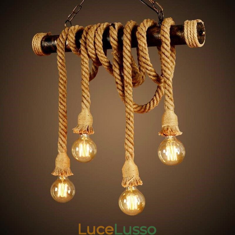 Lampadario in corda di canapa in stile nordico classico tradizionale vintage