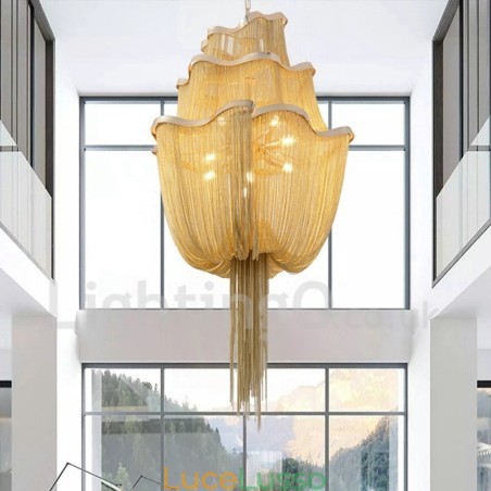 Lampadario a nappe Lampada a sospensione di design Colore argento oro Lampadario a nappe Lampada a sospensione di design Colore argento oro