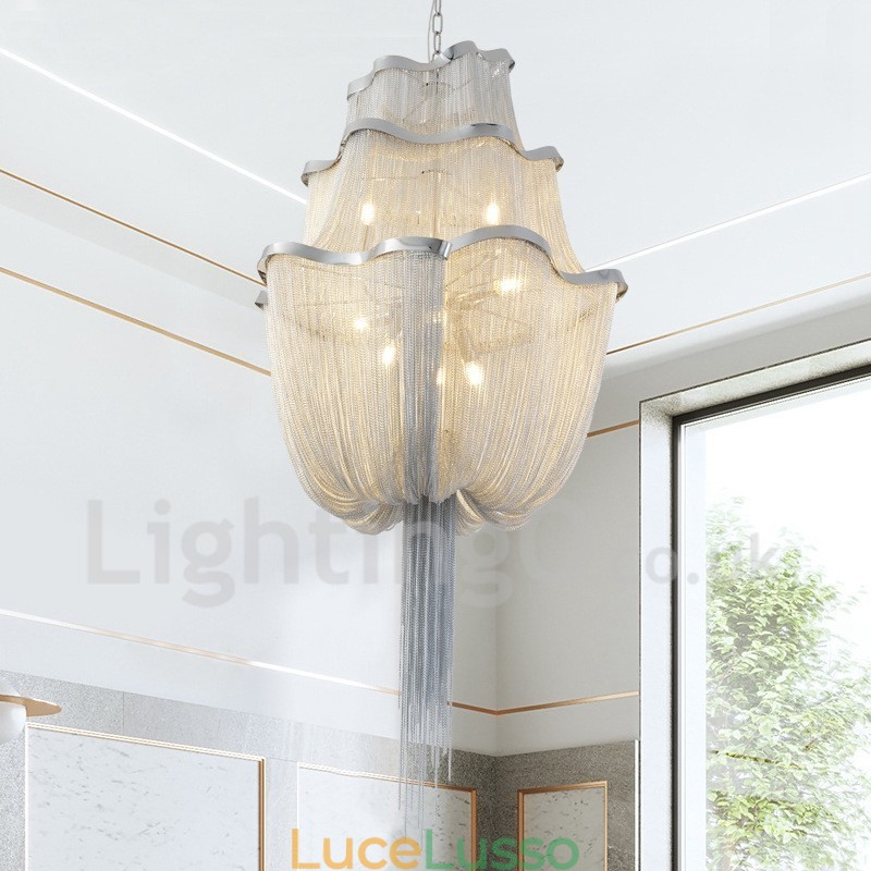 Lampadario a nappe Lampada a sospensione di design Colore argento oro