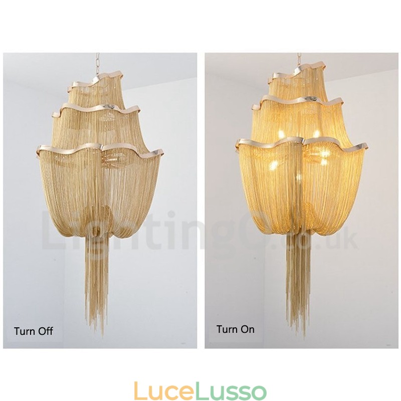Lampadario a nappe Lampada a sospensione di design Colore argento oro