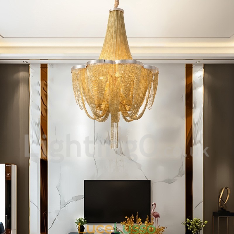 Lampadario a nappe Lampada a sospensione di design Colore argento oro