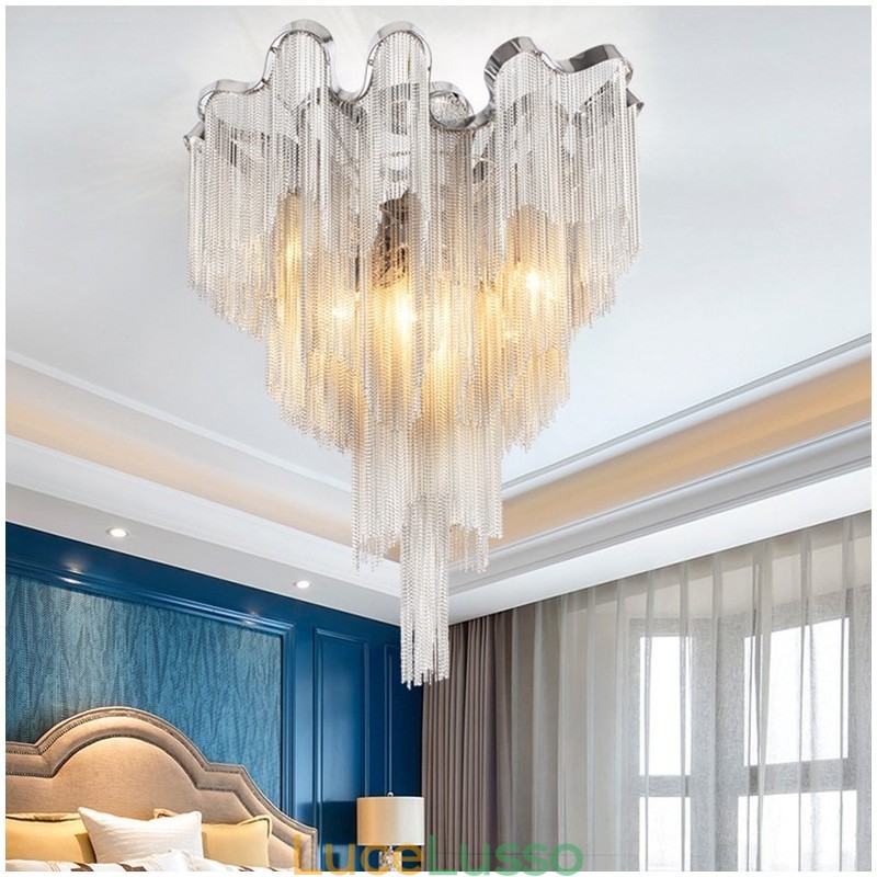 Lampadario a nappe Lampada da soffitto di design Colore argento oro