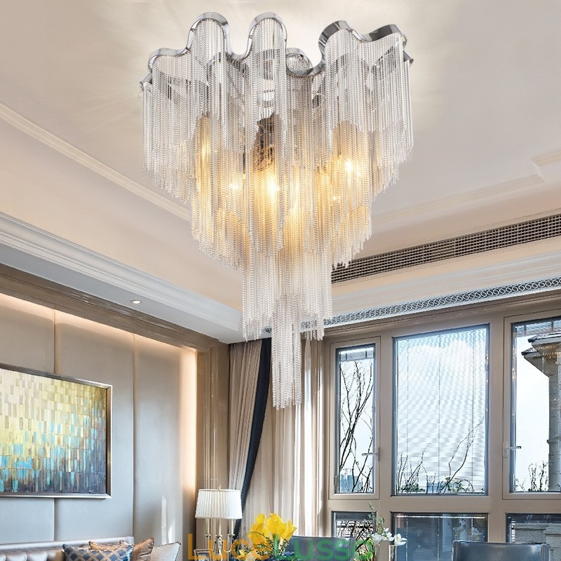 Lampadario a nappe Lampada da soffitto di design Colore argento oro