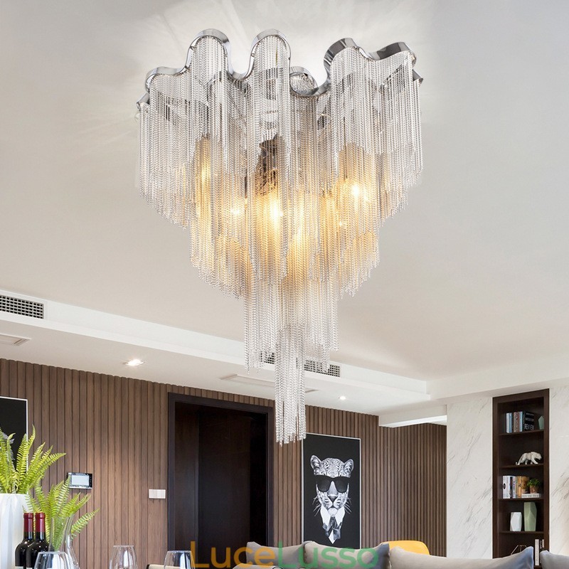 Lampadario a nappe Lampada da soffitto di design Colore argento oro