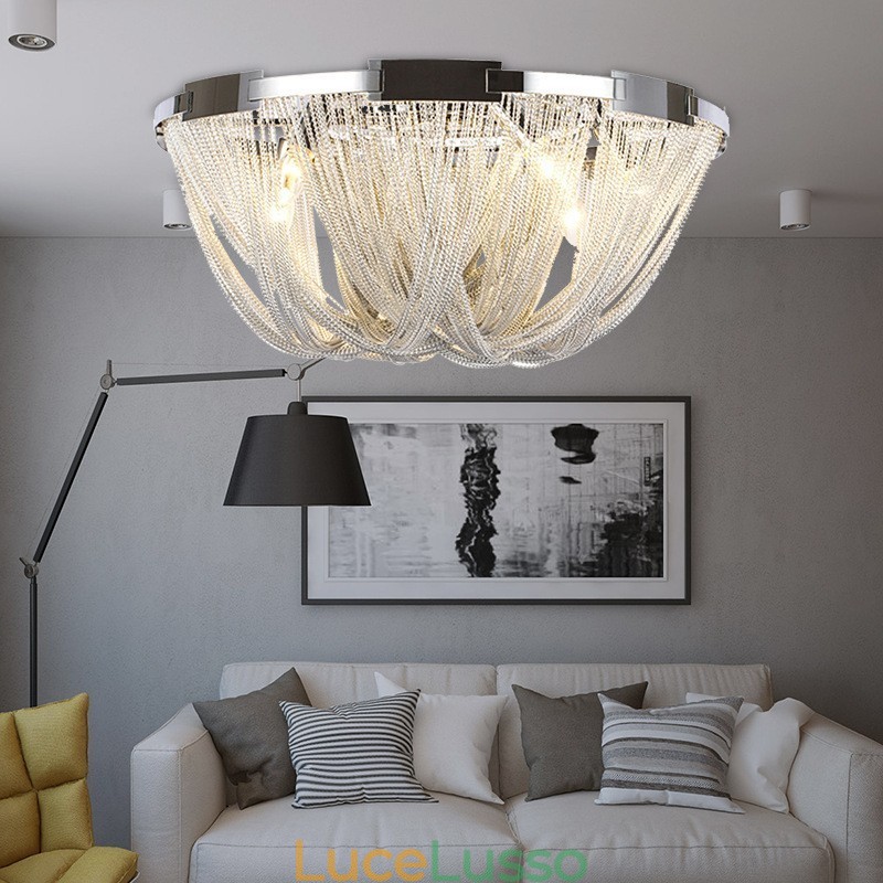 Lampadario a nappe Lampada da soffitto di design Colore argento oro