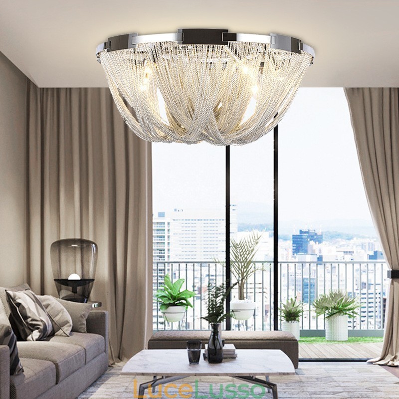 Lampadario a nappe Lampada da soffitto di design Colore argento oro