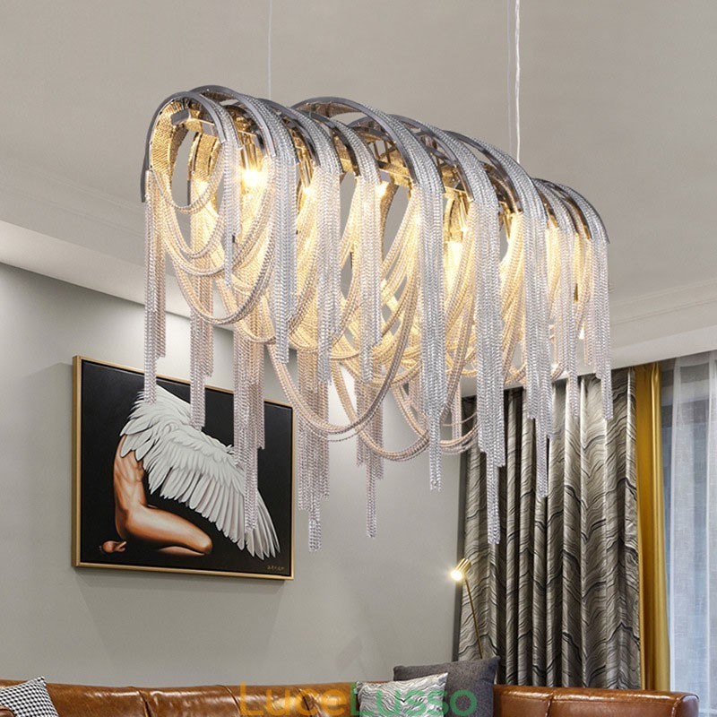 Lampadario a nappe Lampada a sospensione di design Colore argento oro